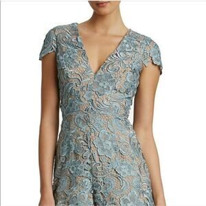Dress The Population lacey Juliette Romper blue and creamy nude combo XSMALL